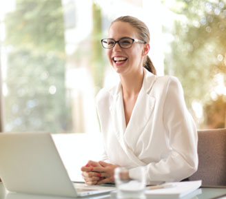 a business manager smiling